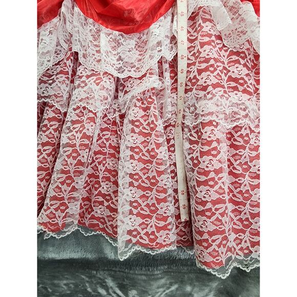 Vintage JCPenney Satin Lace Spaghetti Strap Sweetheart Gown Size 9/10 XS Red - Picture 11 of 11